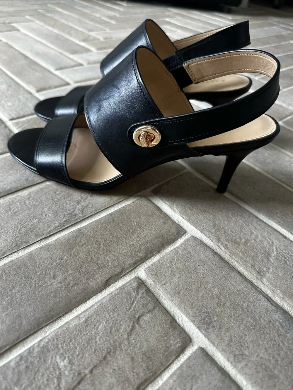 COACH Black Marla Leather Slingback Heeled Sandals Size 10 Never Worn